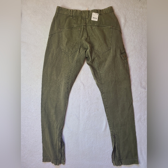 Free People Casual Olive Green Utility Cargo Pants Size 4 100% Cotton NWT - Picture 2 of 6